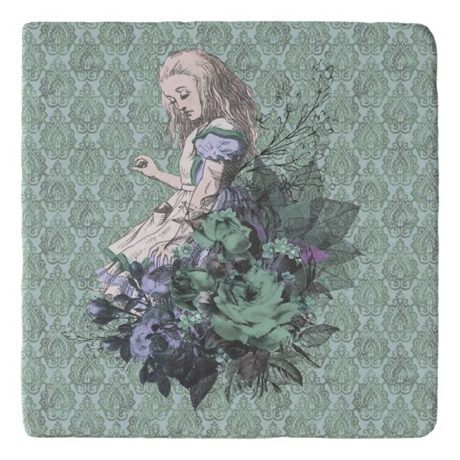 Fancy Alice Wonderland Aqua Trivet (Front)