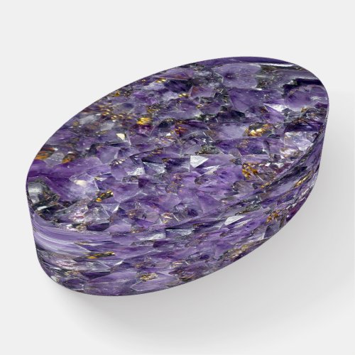 Fancy Amethyst Crystals Oval Paperweight