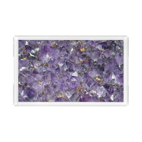 Fancy Amethyst Crystals Rectangle Vanity Tray