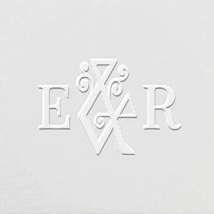 Fancy Ampersand Couple Wedding 2 Initial Monogram Embosser