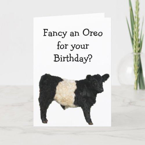Fancy an Oreo Belted Galloway Cow Card