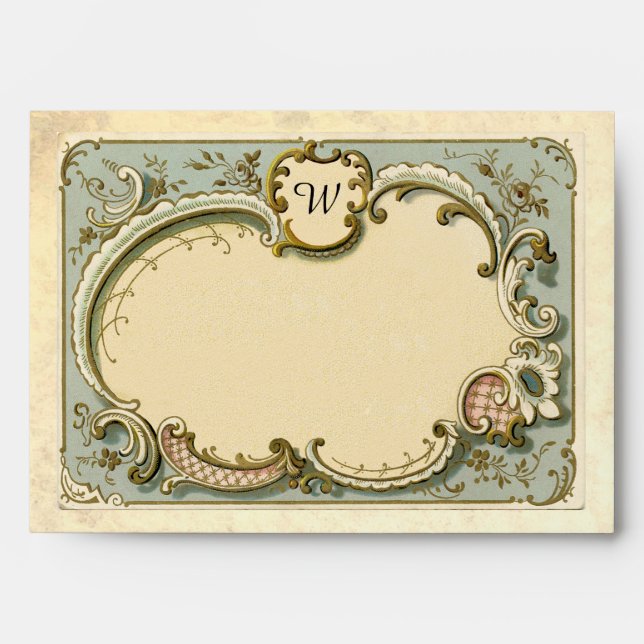 Fancy Antique Paper Look Wedding  Envelope (Front)