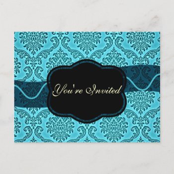Fancy Aqua "you're Invited" Invitation Postcard by sharpcreations at Zazzle