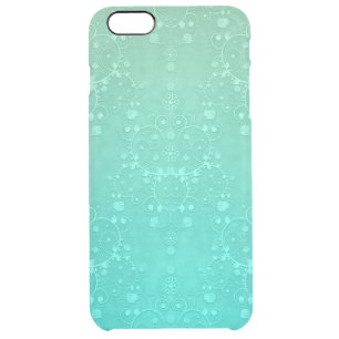 Fancy Aquamarine Floral Damask Style Clear iPhone 6 Plus Case
