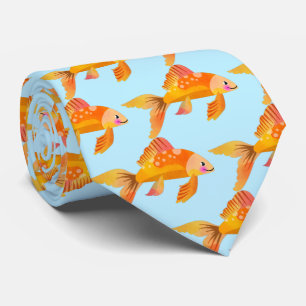 Fancy Aquarium Gold Fish Cartoon Neck Tie