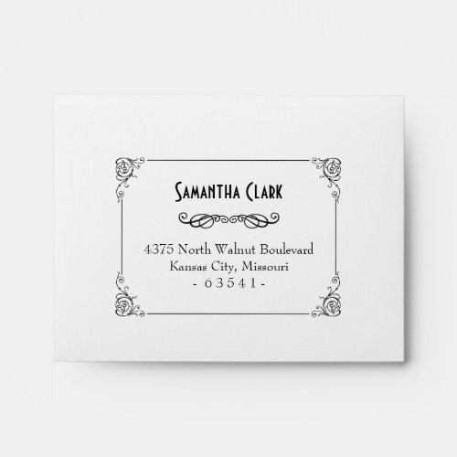 Fancy Art Deco Black  White RSVP Envelopes