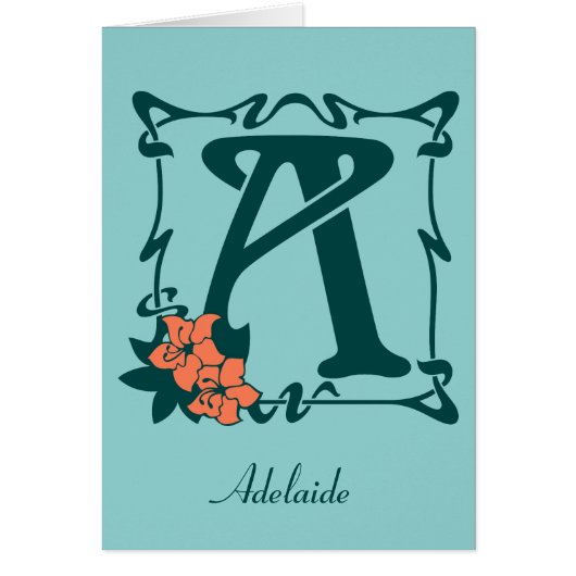 Fancy art nouveau letter A customizable template (Front)