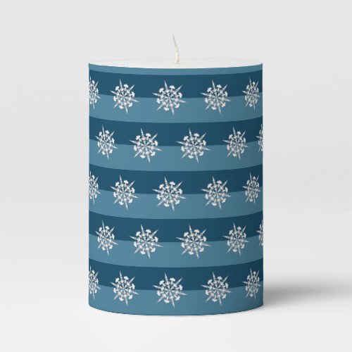 Fancy Artistic Christmas Snowflake Pattern Holiday Pillar Candle