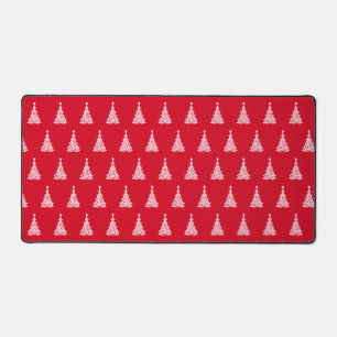 Fancy Artistic Holiday Pattern Christmas Red Desk Mat