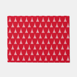 Fancy Artistic Holiday Pattern Christmas Red  Doormat