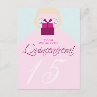 Fancy Ball Gown Quinceanera Invitation (blue)