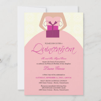 Fancy Ball Gown Quinceanera Invitation (ivory)
