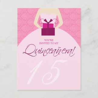 Fancy Ball Gown Quinceanera Invitation (pink)