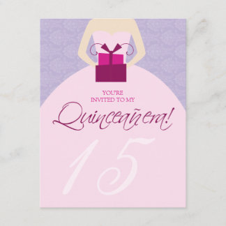 Fancy Ball Gown Quinceanera Invitation (purple)