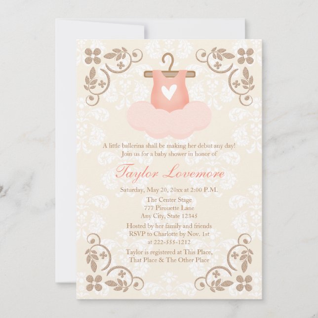 FANCY BALLERINA TUTU BABY SHOWER INVITATION (Front)