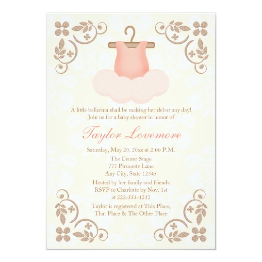 Fancy Ballerina Tutu Baby Shower Invitation Zazzle