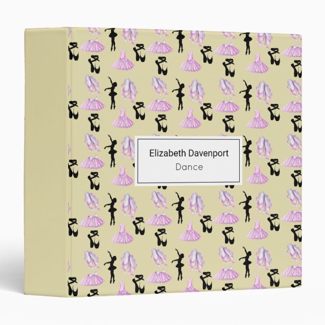 Fancy Ballet Pattern Personalized 3 Ring Binder (Front/Spine)