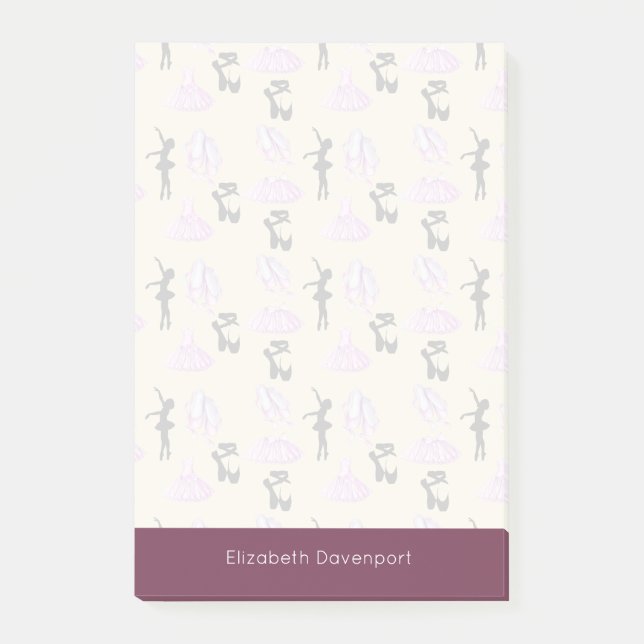 Fancy Ballet Pattern Personalized Post-it Notes (Front)