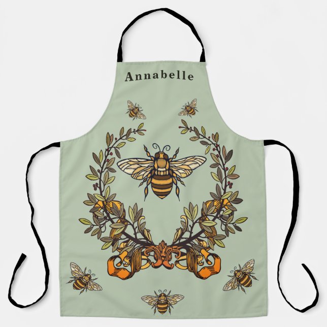 Fancy Bee Personalize  Apron (Front)