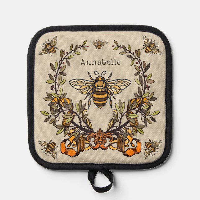 Fancy Bee Personalize Pot Holder (Front)