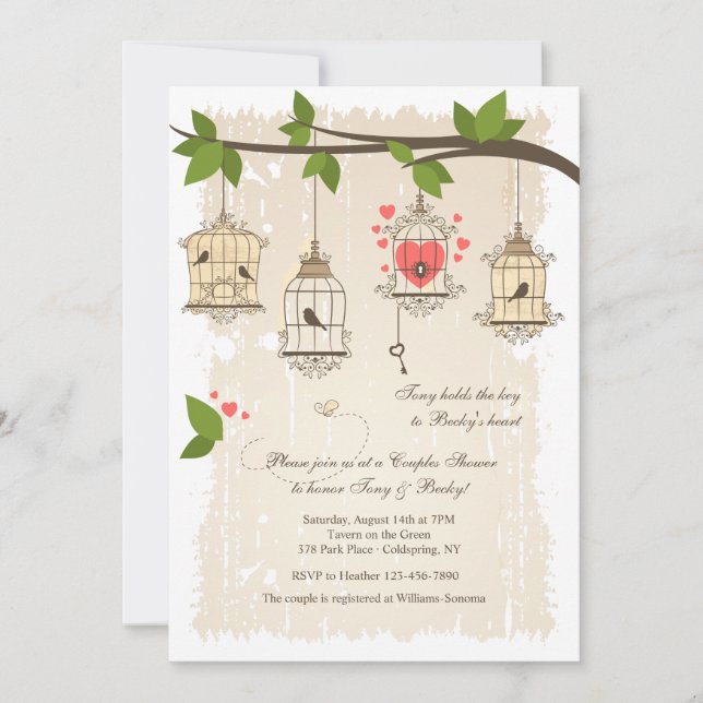 Fancy Bird Cages Couples Shower Invitation (Front)