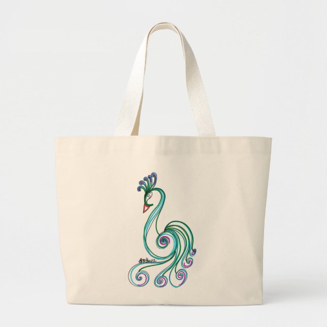 Fancy Bird Large Tote Bag (Front)