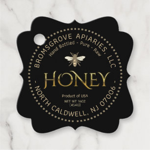 Fancy Black and Gold Honey Label Nutrition Tag