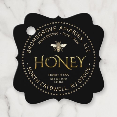 Fancy Black and Gold Honey Label Nutrition Tag  