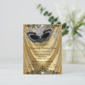 Fancy Black and Gold Masquerade Party Invitation (Standing Front)