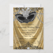 Fancy Black and Gold Masquerade Party Invitation (Front)