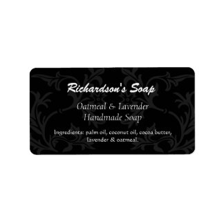 Fancy Black And Gray Damask Soap Labels