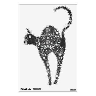 Fancy Black and White Damask Cat Wall Sticker