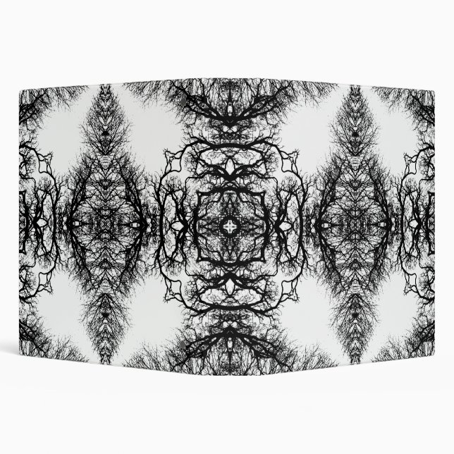 Fancy Black and White Pattern 3 Ring Binder (Background)