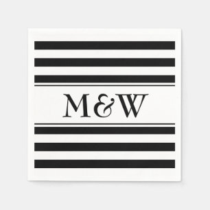 Fancy black and white striped napkins for wedding