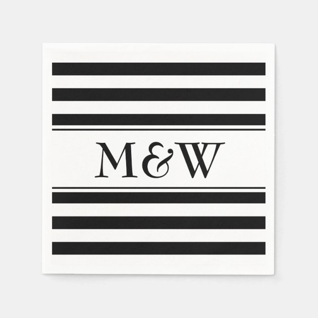 Fancy Black And White Striped Napkins For Wedding