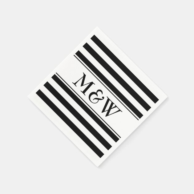 Fancy Black And White Striped Napkins For Wedding