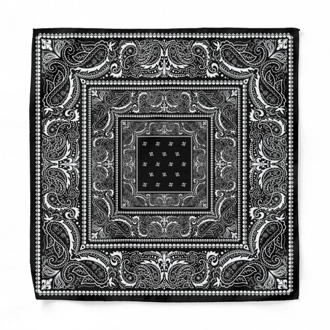Fancy Black Bandanarama Bandana (Front)