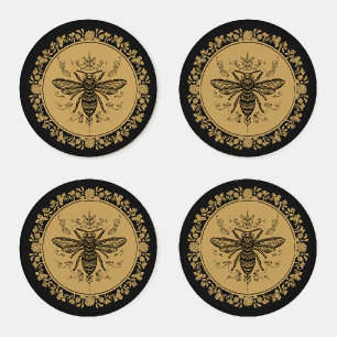 Fancy Black Bee Coaster Set