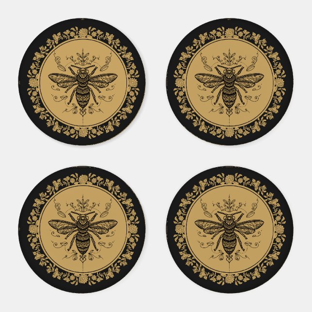 Fancy Black Bee Coaster Set (Set)