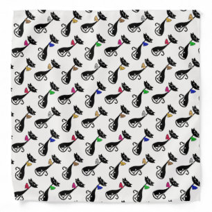 Fancy Black Cats Quirky Pattern Bandana