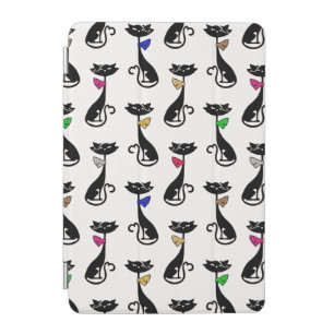 Fancy Black Cats Quirky Pattern Monogram iPad Mini Cover