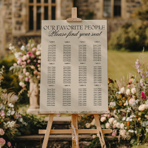 Fancy Black Cream Old Money Wedding Seating Charts Foam Board
