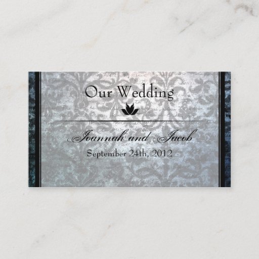 Customizable Fancy Black Damask Wedding Website Card Business Cards