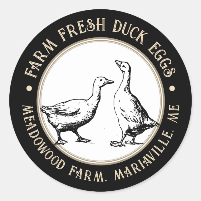 Fancy Black Egg Carton Label Duck or Goose Eggs (Front)