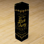 Fancy black faux gold homemade wine personalized box<br><div class="desc">Fun wine labels for your homemade red or white wine, featuring fancy faux gold borders or flourishes and your choice of background color, personalized with your name, title and text.</div>