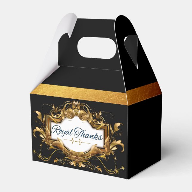 Fancy Black|Gold Royal African Prince Favor Boxes (Front Side)