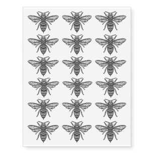 Fancy Black Honeybees Temporary Tattoos