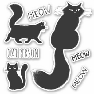 Fancy Black Kitties Pet Cats Vinyl Sticker Set
