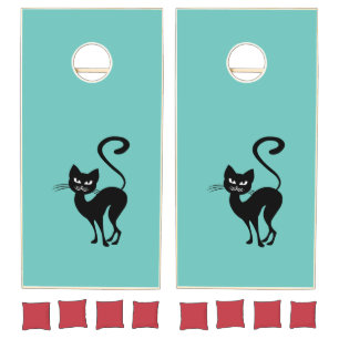 Fancy Black Kitty Cat Cornhole Set