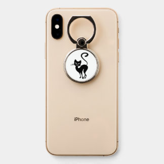Fancy Black Kitty Cat Phone Ring Stand
